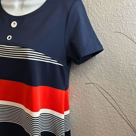 #173 Max&Rina, red/white/blue striped short sleeve top size small - Picture 5 of 9